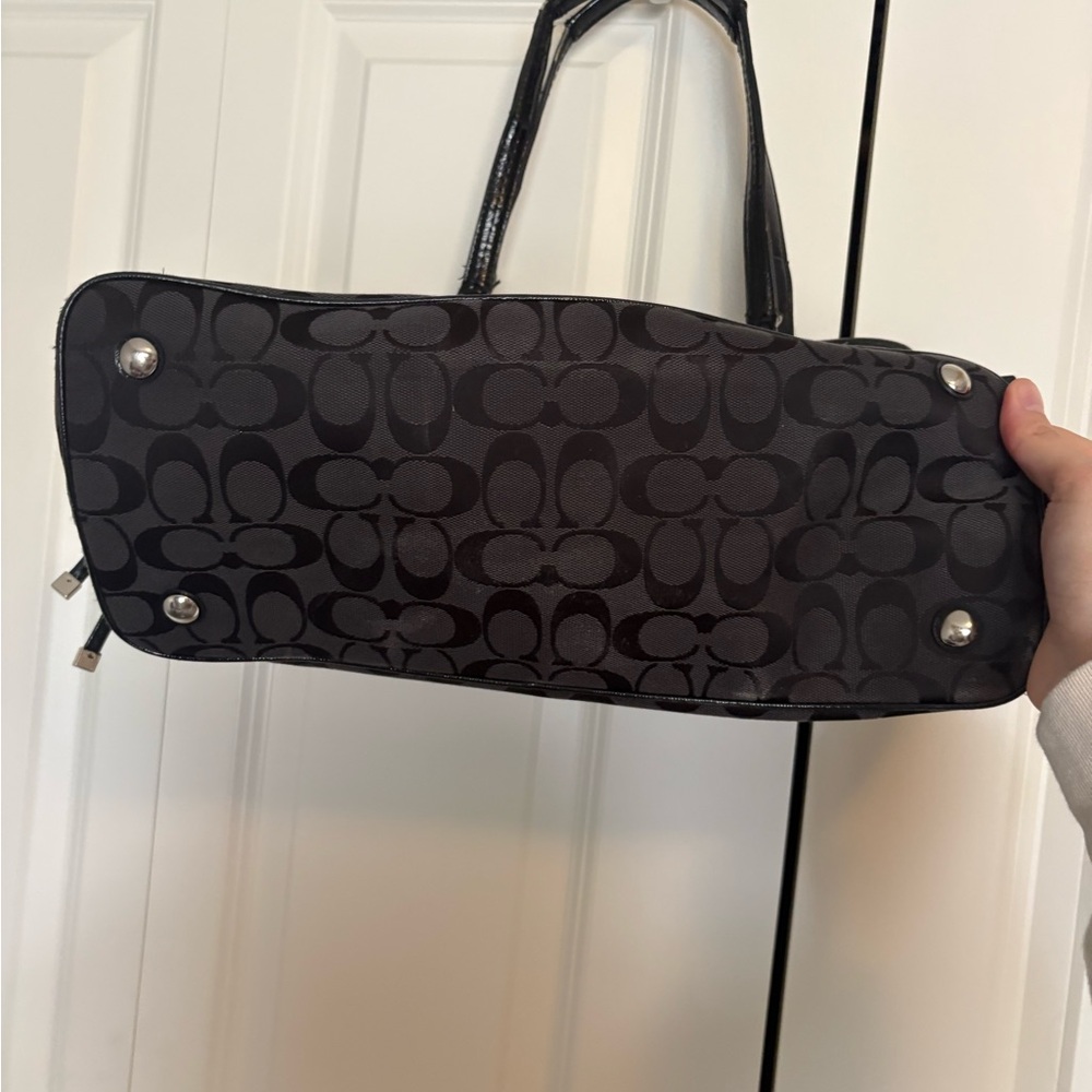 Coach Black Signature Python Stripe Carryall Shou… - image 5